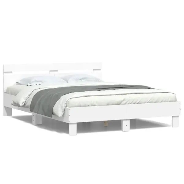 Gossi cadru de pat cu tablie si led, alb, 140x200 cm