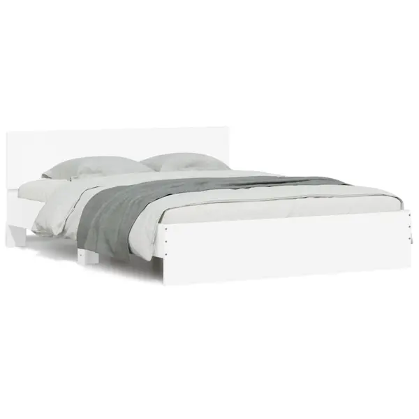 Gossi cadru de pat cu tablie si led, alb, 150x200 cm