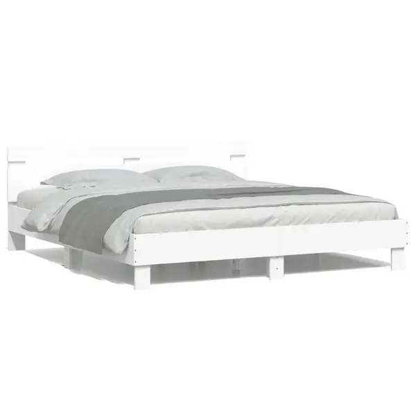 Gossi cadru de pat cu tablie si led, alb, 180x200 cm
