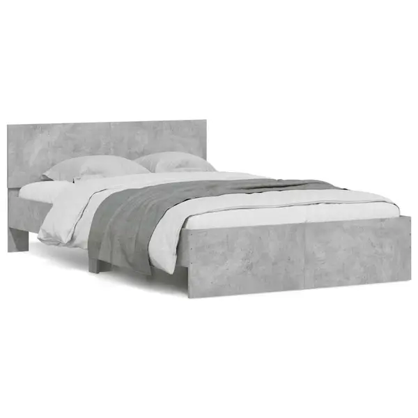 Gossi cadru de pat cu tablie si led, gri beton, 135x190 cm