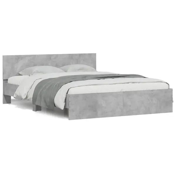 Gossi cadru de pat cu tablie si led, gri beton, 150x200 cm