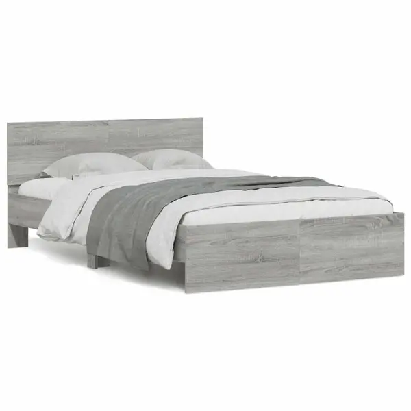 Gossi cadru de pat cu tablie si led, gri sonoma, 135x190 cm