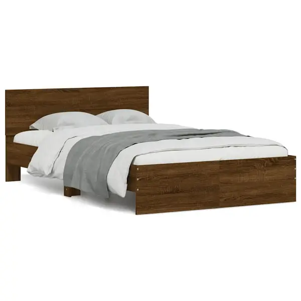 Gossi cadru de pat cu tablie si led, stejar maro, 140x190 cm
