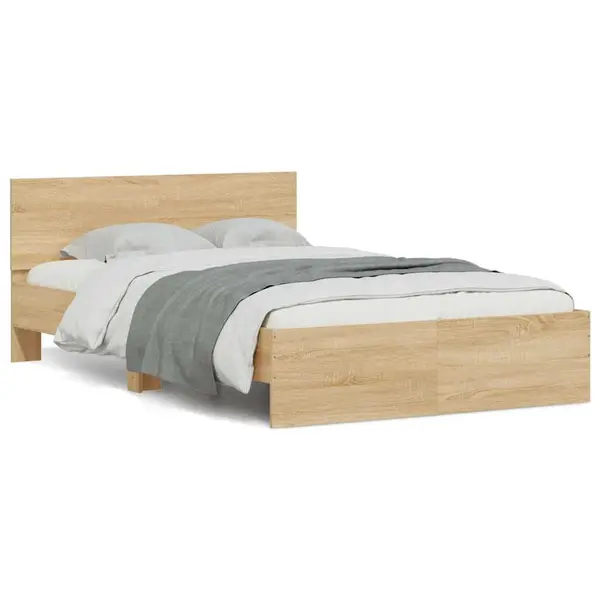 Gossi cadru de pat cu tablie si led, stejar sonoma, 140x200 cm
