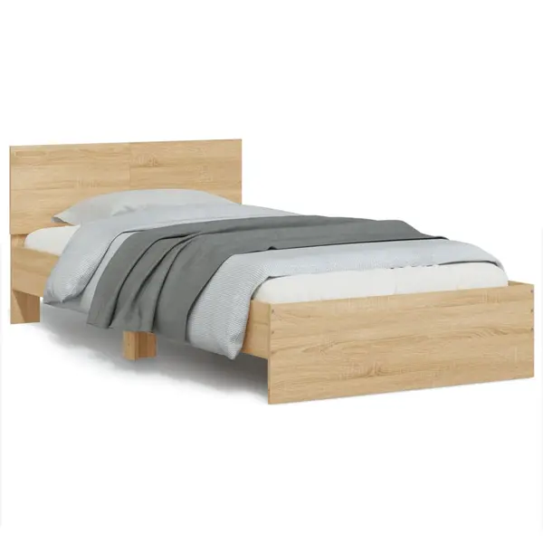 Gossi cadru de pat cu tablie stejar sonoma 100x200 cm lemn prelucrat