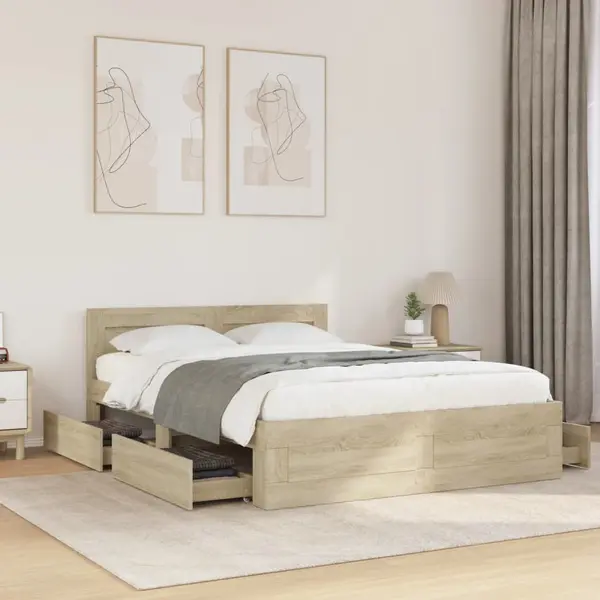 Gossi cadru de pat cu tablie stejar sonoma 120x190 cm lemn prelucrat