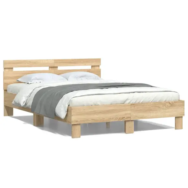 Gossi cadru de pat cu tablie stejar sonoma 135x190 cm lemn prelucrat