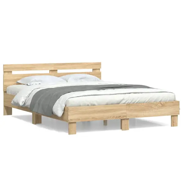 Gossi cadru de pat cu tablie stejar sonoma 150x200 cm lemn prelucrat