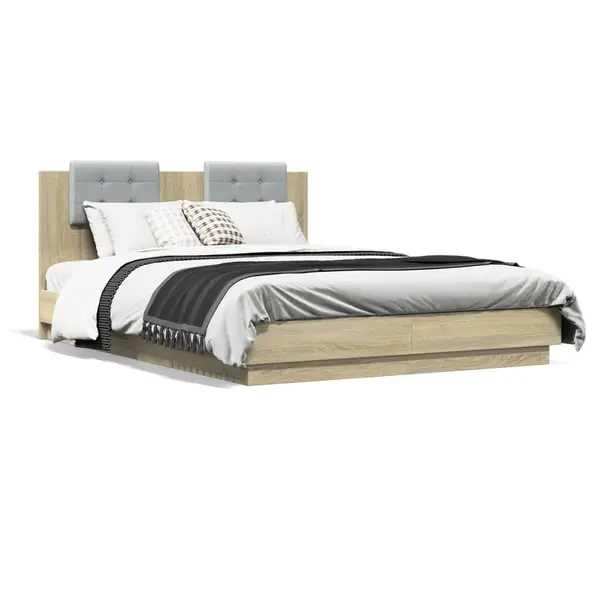 Gossi cadru de pat cu tablie stejar sonoma 150x200 cm lemn prelucrat
