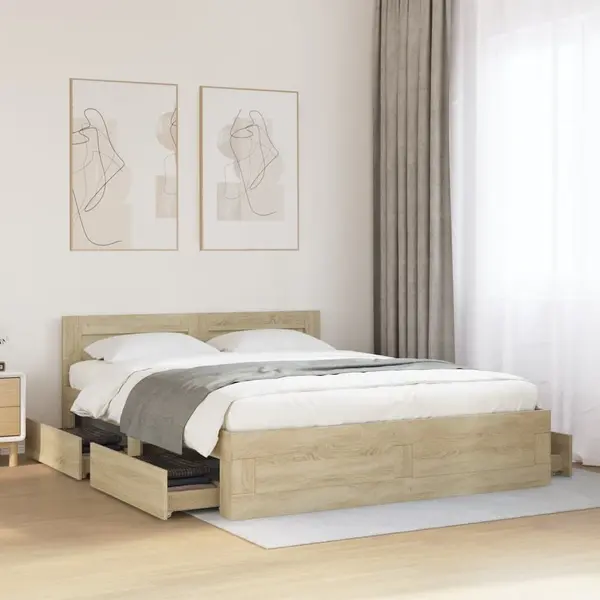 Gossi cadru de pat cu tablie stejar sonoma 160x200 cm lemn prelucrat