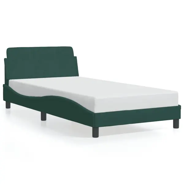 Gossi cadru de pat cu tablie, verde inchis, 100x200 cm, catifea