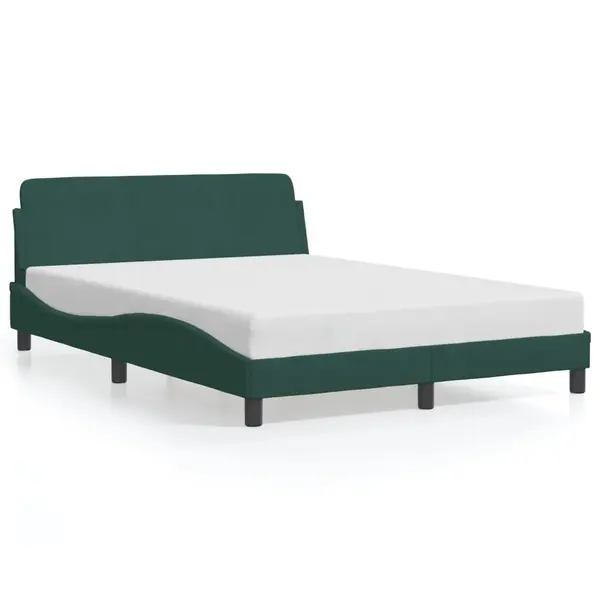 Gossi cadru de pat cu tablie, verde inchis, 140x200 cm, catifea