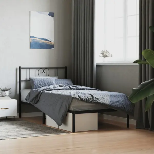 Gossi cadru de pat din metal cu tablie, negru, 100x200 cm
