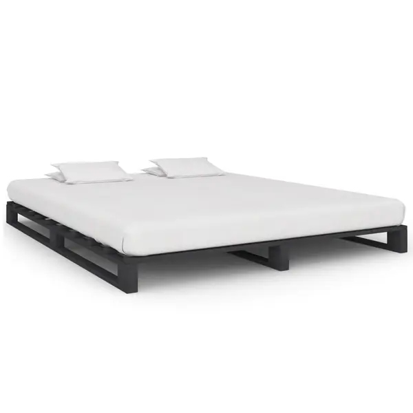Gossi cadru de pat din paleti, gri, 200 x 200 cm, lemn masiv de pin