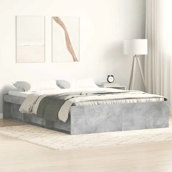 Gossi cadru de pat dublu, gri beton, 135x190 cm