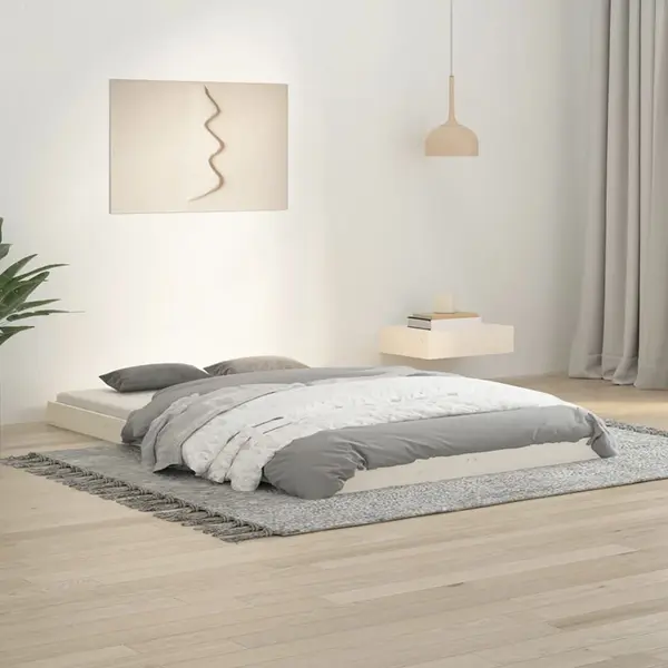 Gossi cadru de pat dublu mic, 120x190 cm, alb, lemn masiv de pin