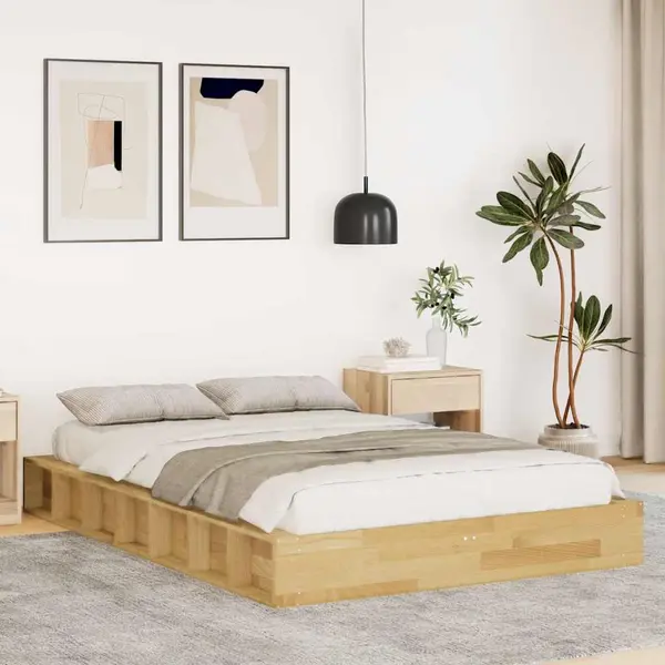 Gossi cadru de pat fara saltea 120x190 cm din lemn masiv de stejar
