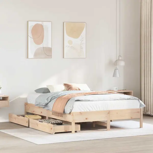 Gossi cadru de pat fara saltea, 120x190 cm, lemn masiv pin