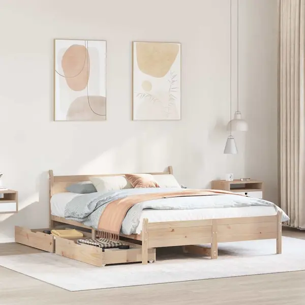 Gossi cadru de pat fara saltea, 120x190 cm, lemn masiv pin