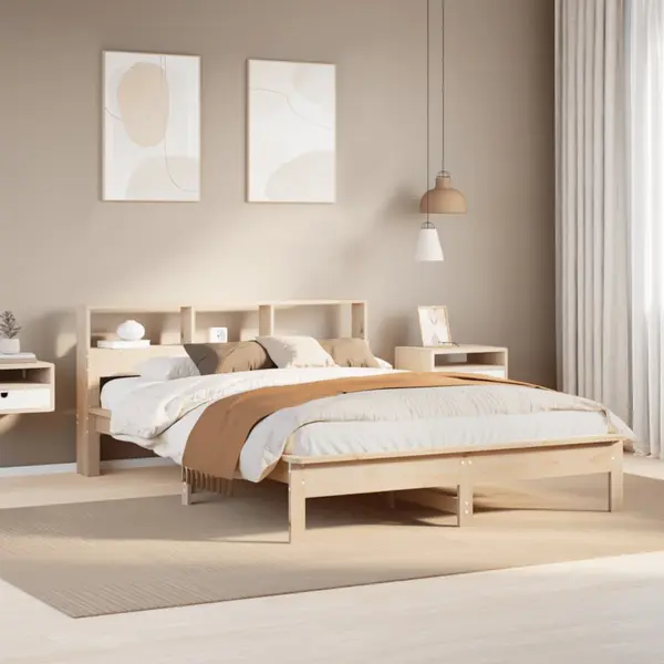 Gossi cadru de pat fara saltea, 135x190 cm, lemn masiv de pin