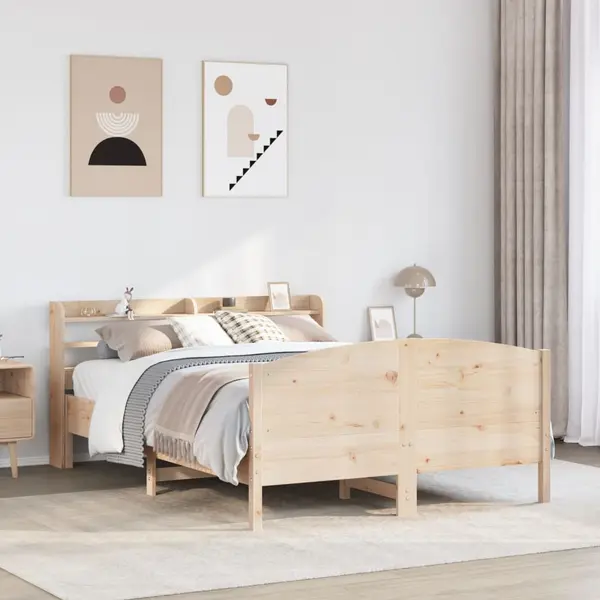 Gossi cadru de pat fara saltea, 135x190 cm, lemn masiv de pin