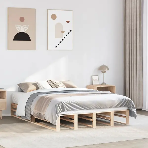 Gossi cadru de pat fara saltea, 135x190 cm, lemn masiv de pin