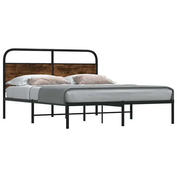 Gossi cadru de pat fara saltea 135x190 cm stejar fumuriu