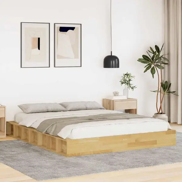 Gossi cadru de pat fara saltea 140x190 cm din lemn masiv de stejar