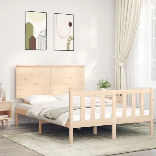Gossi cadru de pat fara saltea, 140x190 cm, lemn masiv de pin