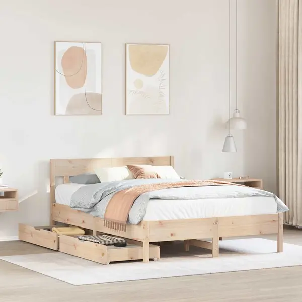 Gossi cadru de pat fara saltea, 140x190 cm, lemn masiv de pin