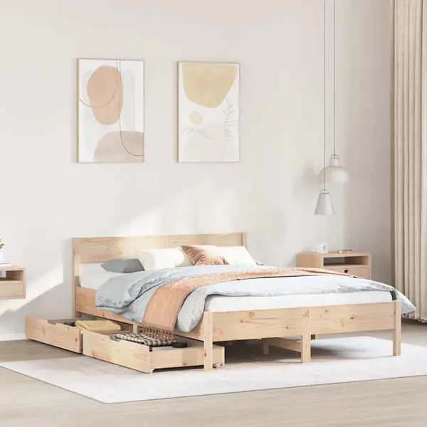 Gossi cadru de pat fara saltea, 140x190 cm, lemn masiv de pin
