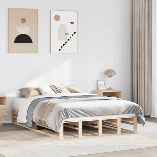 Gossi cadru de pat fara saltea, 140x190 cm, lemn masiv de pin