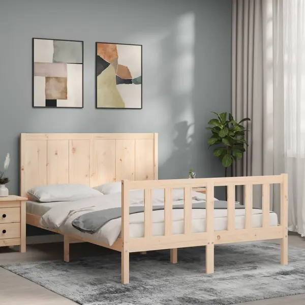 Gossi cadru de pat fara saltea, 140x190 cm, lemn masiv de pin