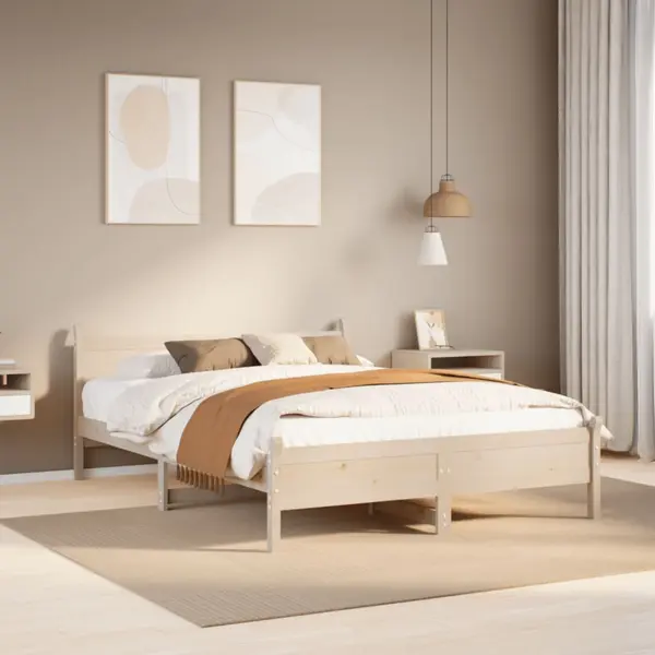 Gossi cadru de pat fara saltea, 140x190 cm, lemn masiv de pin