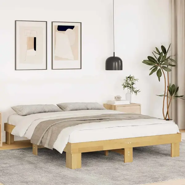 Gossi cadru de pat fara saltea 140x200 cm din lemn masiv de stejar