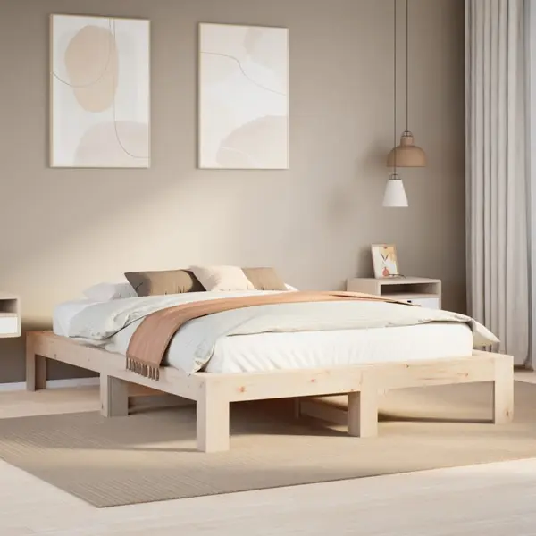 Gossi cadru de pat fara saltea, 140x200 cm, lemn masiv pin