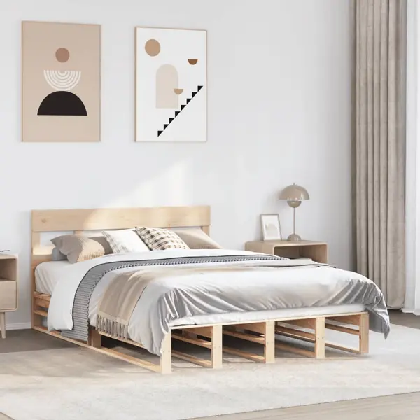 Gossi cadru de pat fara saltea, 140x200 cm, lemn masiv pin