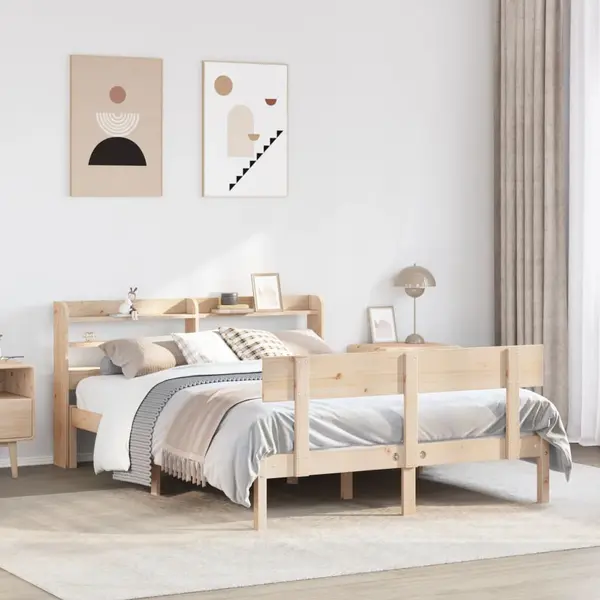 Gossi cadru de pat fara saltea, 150x200 cm, lemn masiv pin