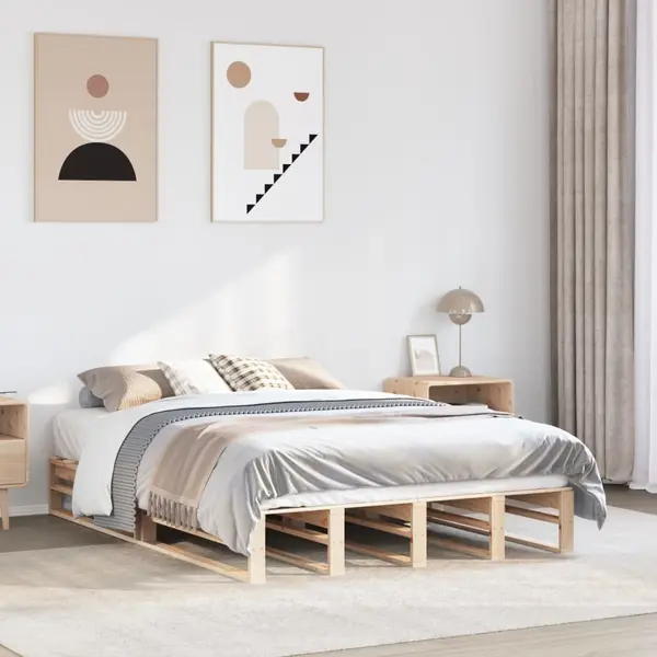 Gossi cadru de pat fara saltea, 150x200 cm, lemn masiv pin