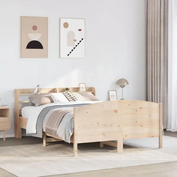Gossi cadru de pat fara saltea, 150x200 cm, lemn masiv pin