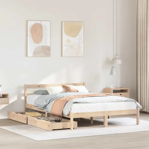 Gossi cadru de pat fara saltea, 160x200 cm, lemn masiv pin