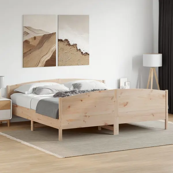 Gossi cadru de pat fara saltea, 200x200 cm, lemn masiv pin