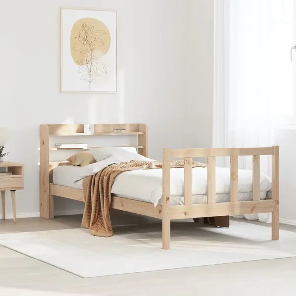 Gossi cadru de pat fara saltea, 75x190 cm, lemn masiv de pin