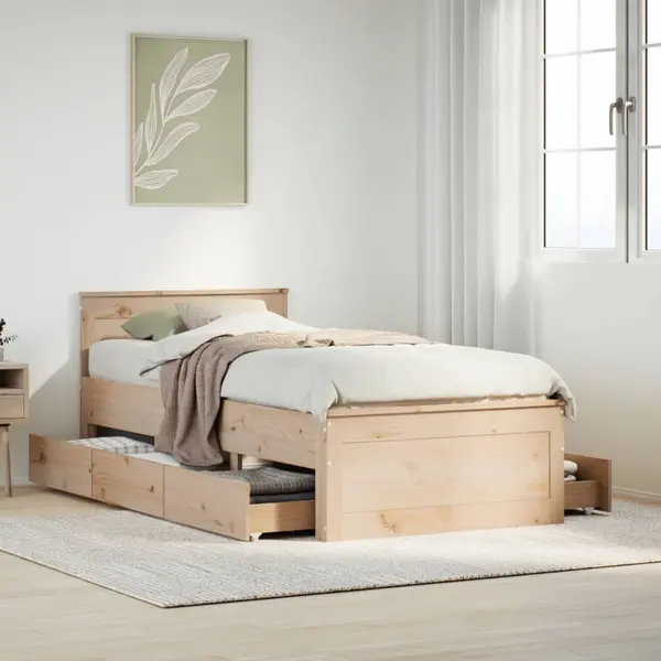 Gossi cadru de pat fara saltea, 90x190 cm, lemn masiv pin
