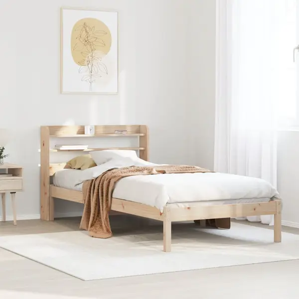 Gossi cadru de pat fara saltea, 90x200 cm, lemn masiv pin