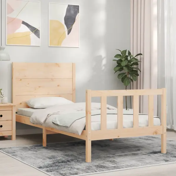 Gossi cadru de pat fara saltea, 90x200 cm, lemn masiv pin