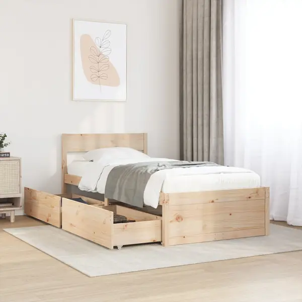 Gossi cadru de pat fara saltea, 90x200 cm, lemn masiv pin