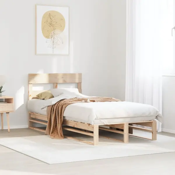 Gossi cadru de pat fara saltea, 90x200 cm, lemn masiv pin