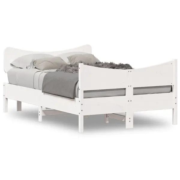 Gossi cadru de pat fara saltea, alb, 120x190 cm, lemn masiv pin