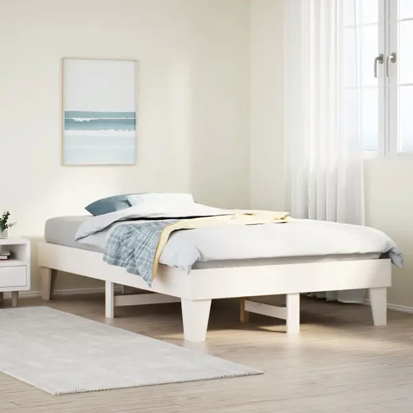 Gossi cadru de pat fara saltea, alb, 120x190 cm, lemn masiv pin
